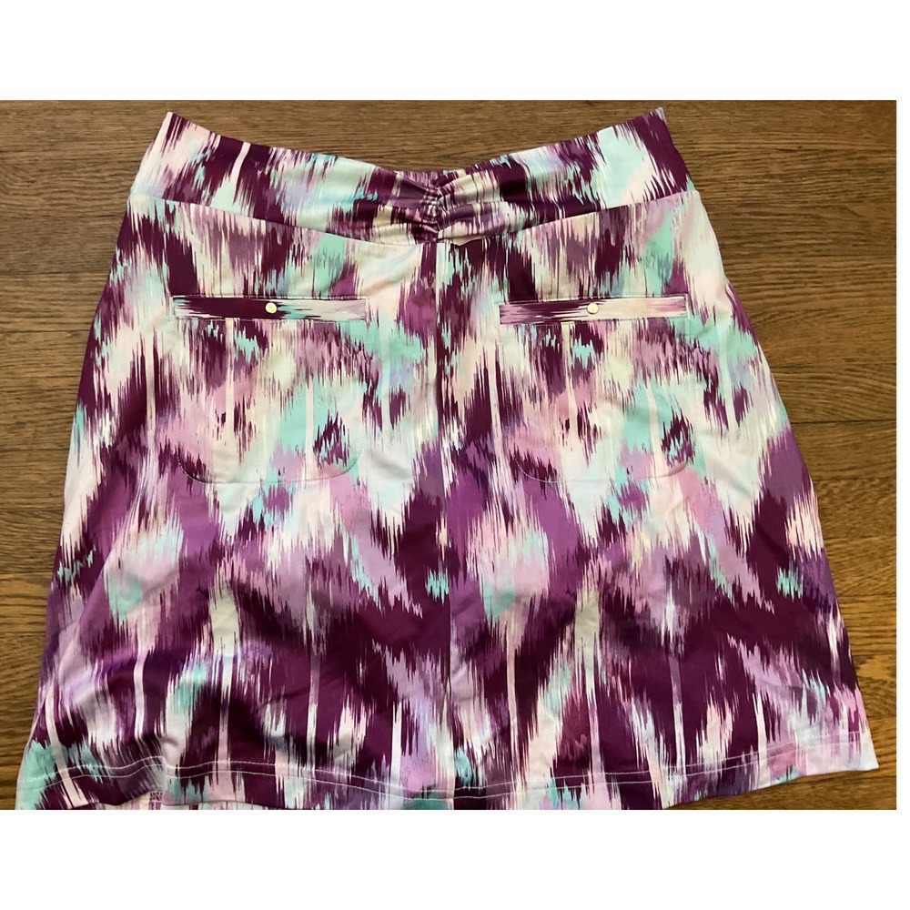 Antigua Womens Purple Teal Abstract Ikat Print Golf Skort Size Medium Activewear